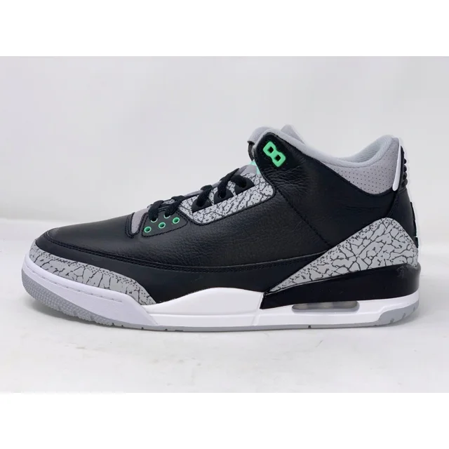 A i r-Jor-dan 3 'Green Glow' Black Cement Sneakers, Size 11.5 BNIB CT8532-031