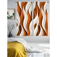 thumbnail image 3 of Burnt Orange White Moire Sheer Curtains 63 Inch Length 2 Panels Set, Modern Abstract Art Voile Window Treatment Rod Pocket Curtains Sheers Drapes for Bedroom/Living Room/Kitchen 52x"63"x2, 3 of 7