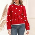 thumbnail image 2 of GBSYEWXS Sweaters For Women Red Crew Neck Long Sleeve Polka Dot Print Autumn Pullover Sweater, 2 of 5