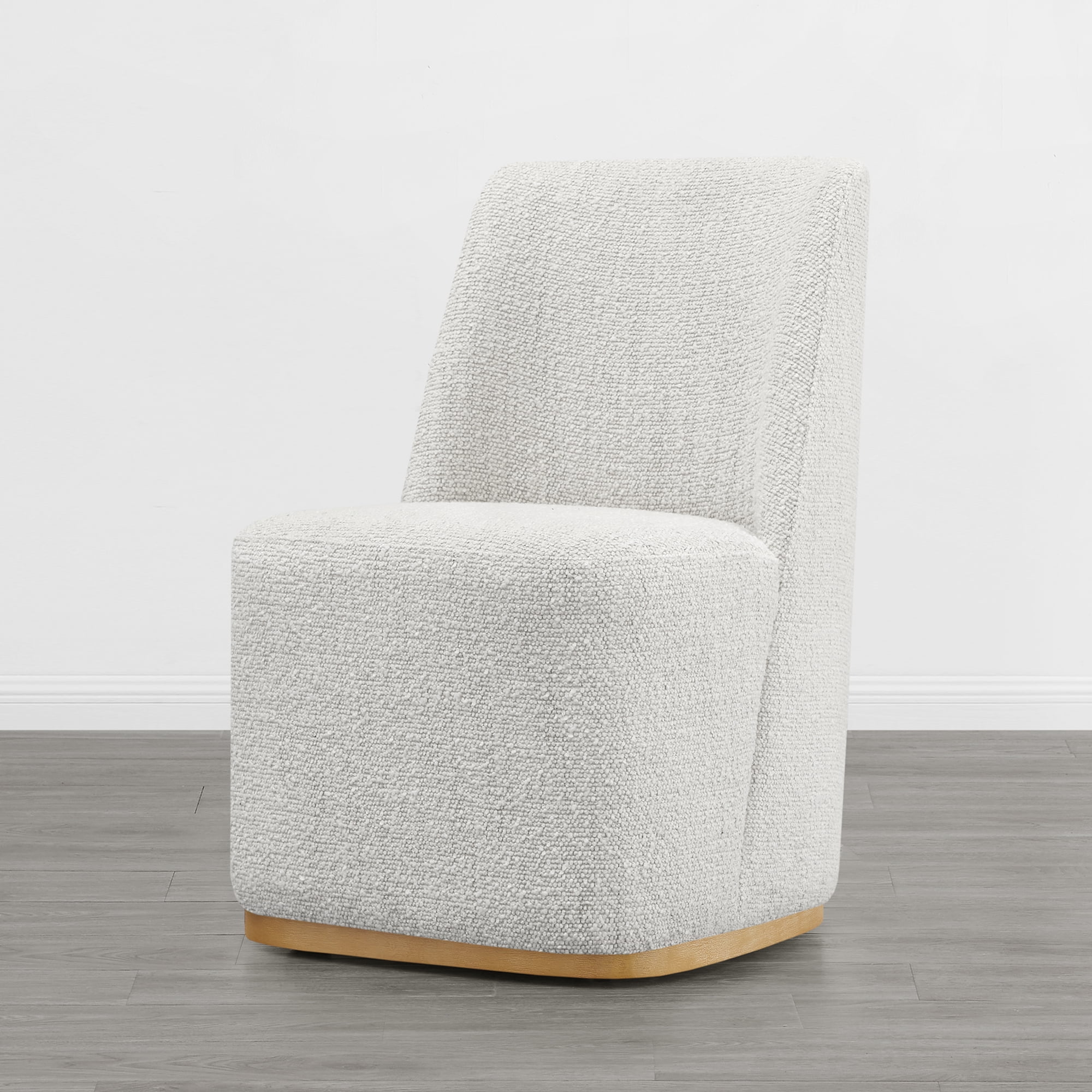 Spruce & Spring Modern Upholstered Dining Chair with Hidden Casters & Wood Base Set of 2, Pearl White