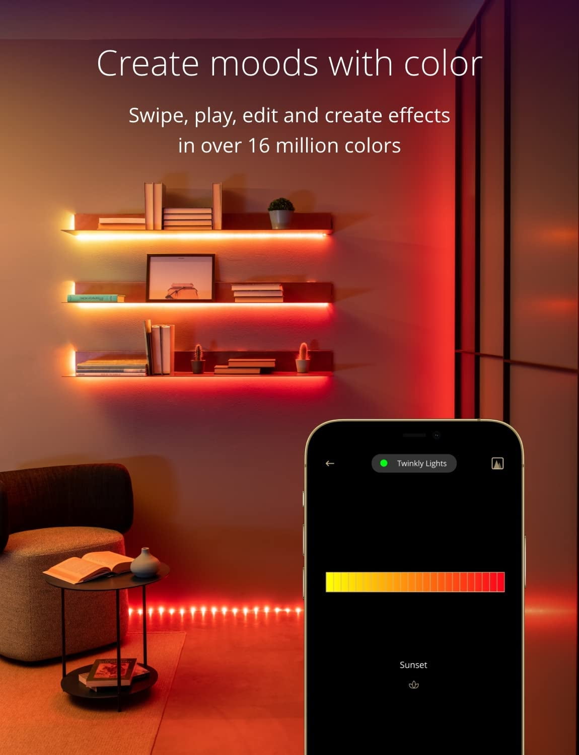 Twinkly Line – Extension Kit App-Controlled Adhesive + Magnetic LED Light Strip with RGB (16 Million Colors) LEDs. Extendable. 5 feet. White Strip. Indoor Smart Home Decoration Light