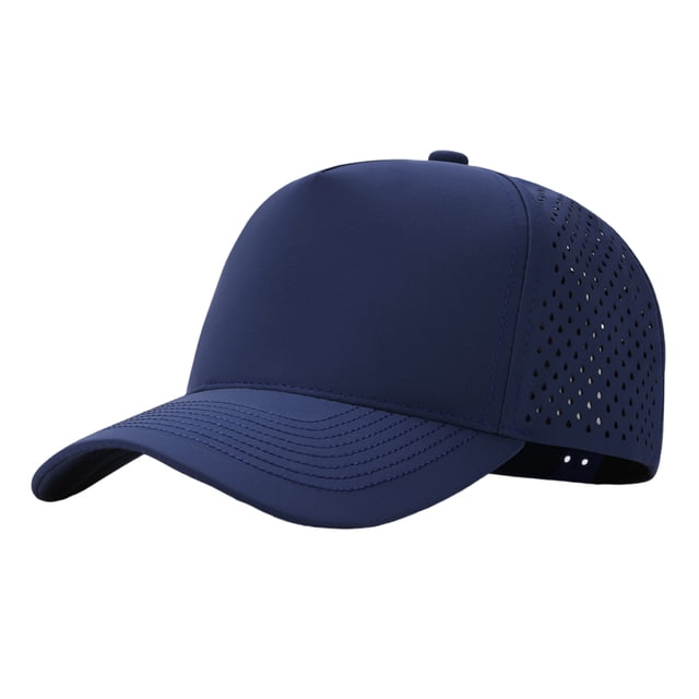 TOPTIE Quick Dry Trucker Cap 5 Panel Waterproof Snapback Mid Profile Polyester Baseball Cap-Navy