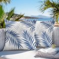 thumbnail image 3 of Throw Pillow Covers 20x20 Inch Set of 2, Navy Palm Leaves Waterproof Outdoor Pillow Covers, Summer Tropical Botanical Leaf Gray Decorative Cushion Pillowcases for Couch, Sofa, Bed, Garden, Patio, 3 of 9