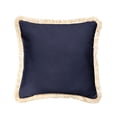 thumbnail image 2 of Sunbrella  Canvas Navy Indoor/ Outdoor Square Pillow with Fringe - 18 in L x 18 in W Canvas Navy / Tan and White, 2 of 5