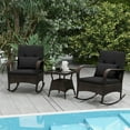 thumbnail image 4 of Costway 3 PCS Rocking Bistro Set with Removable Cushions & Tempered Glass Top Coffee Table Black, 4 of 10