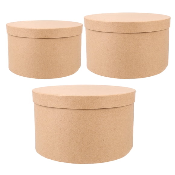 FELTECHELECTR Caja de papel maché redonda de 3 piezas con tapas, cajas de cartón para joyas, cajas para exhibir collares, anillos y pendientes.
