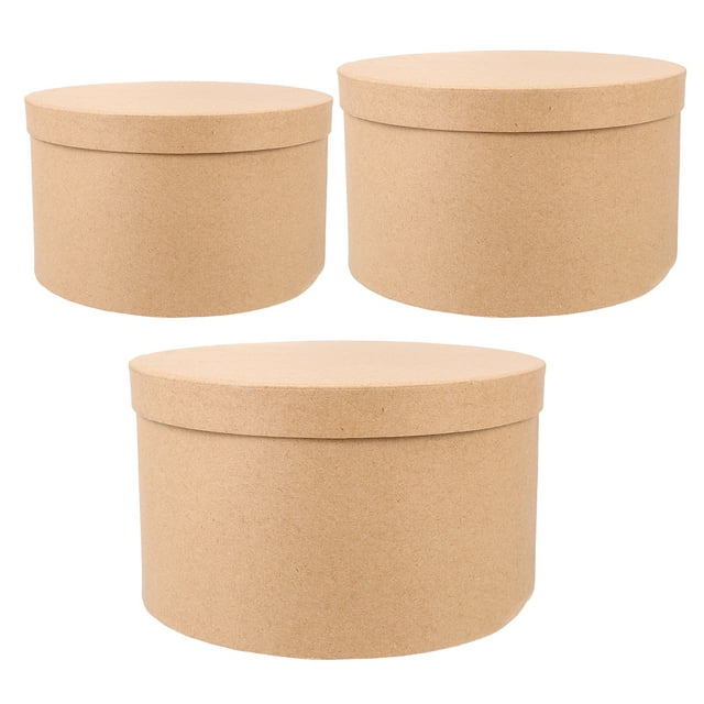 3 cajas redondas de papel maché, caja de regalo pequeña con tapa, cajas vacías para manualidades de cartón para adultos, decoupage, pintura, manualidades, almacenamiento de joyas y tesoros