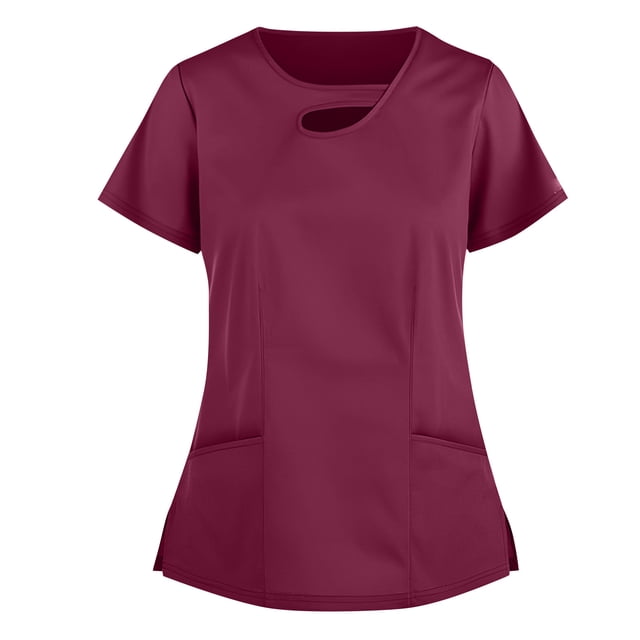 Snoarin Été Plus Size Going Out Tops for Women Manches Courtes Col Rond Tops Travail Uniforme Couleur Unie avec Poches Blouse Work Uniformes for Women sur l'Autorisation