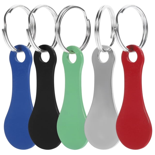 5Pcs Shopping Trolley Token Key Ring Colored Trolley Token Coin Keyring Supermarket Shopping Cart Token