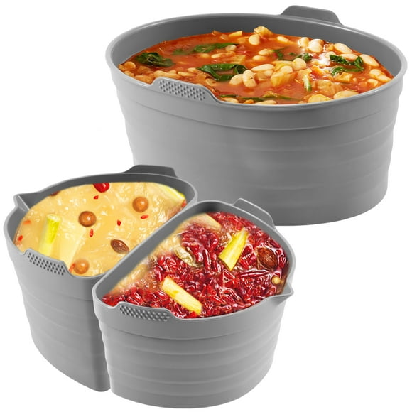 Grusce 3Pcs Silicone Slow Cooker Liner Foldable Slow Cooker Divider Liners Reusable Crock Pot Liners Dishwasher Safe Slow Cooker Silicone Insert Oval Silicone Cooking Liner for Home Kitchen Cooking