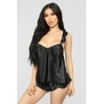thumbnail image 3 of Lingerie de Nuit en Satin Soie Dentelle Babydoll Ensemble de Pyjamas Shorts, 3 of 5