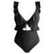 thumbnail image 3 of Trajes de Baño de Corte Alto para Mujeres de Color Sólido con Cojín de Pecho, sin Soporte de Acero Traje de Baño Dividido con Cordón Suelto, Cintura Alta, 3 of 7