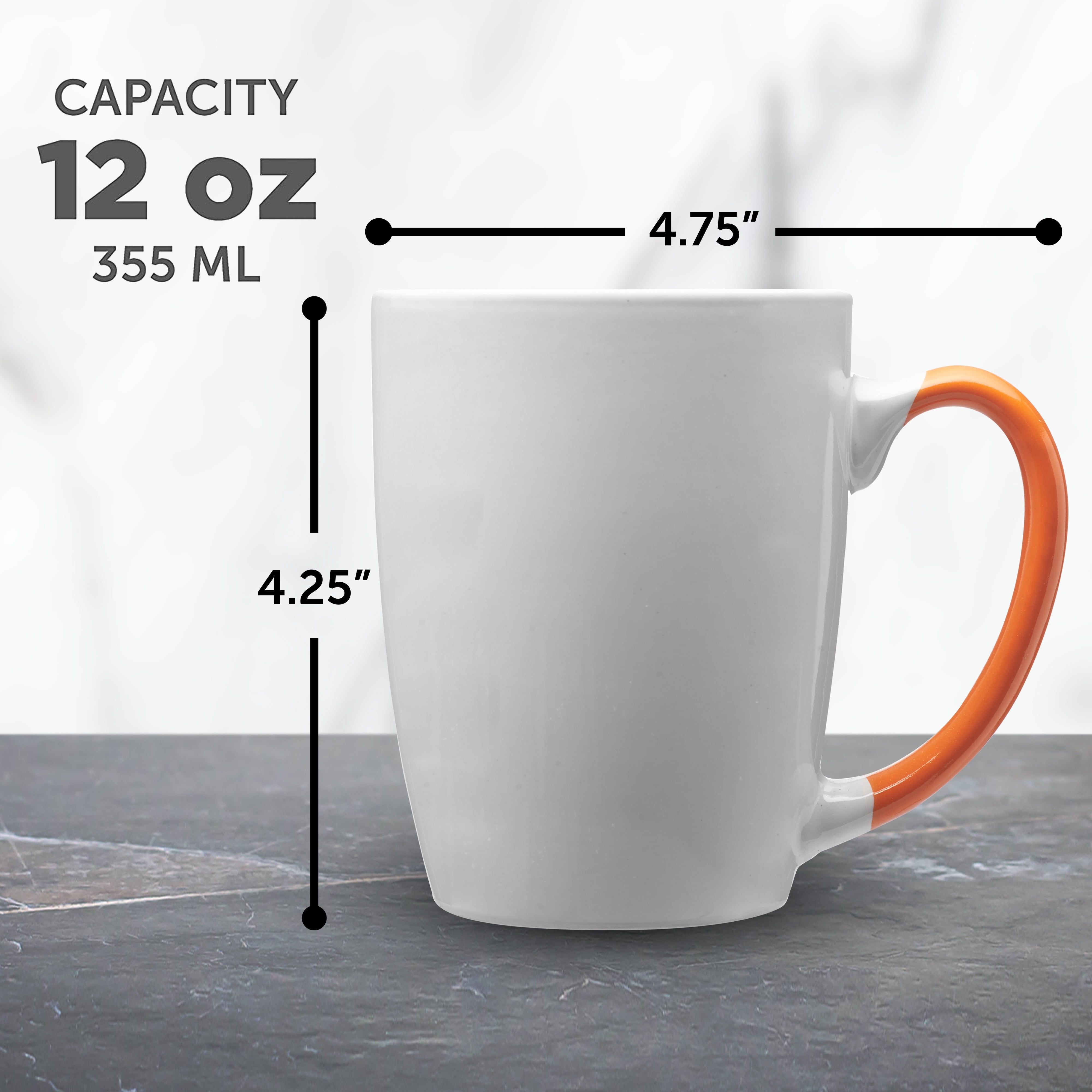 Java Two-Tone Coffee Mugs 12 oz. Set of 10, Bulk Pack - Perfect for Coffee, Tea, Espresso, Hot Cocoa, Other Beverages - Orange
