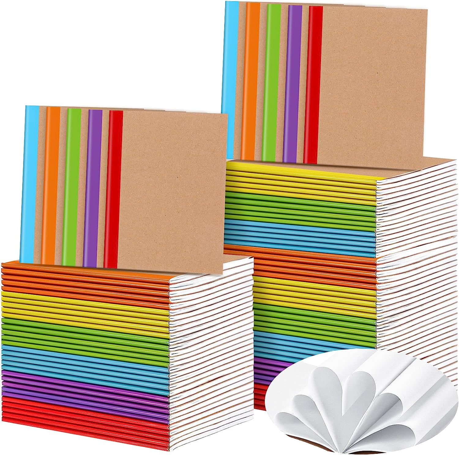 200 Pack Kraft Notebooks A6 Blank Unlined Notebook Bulk Kraft Paper