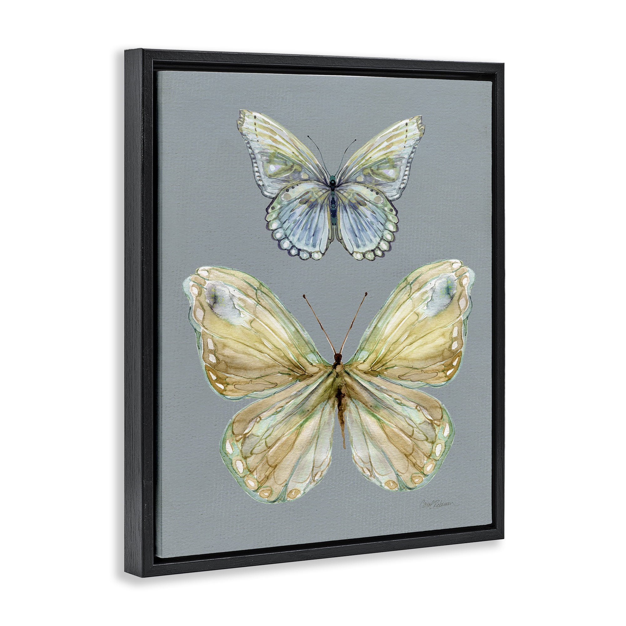 Stupell Industries Delicate Butterflies on Slate Black Framed Floater Canvas Wall Art, design by Carol Robinson