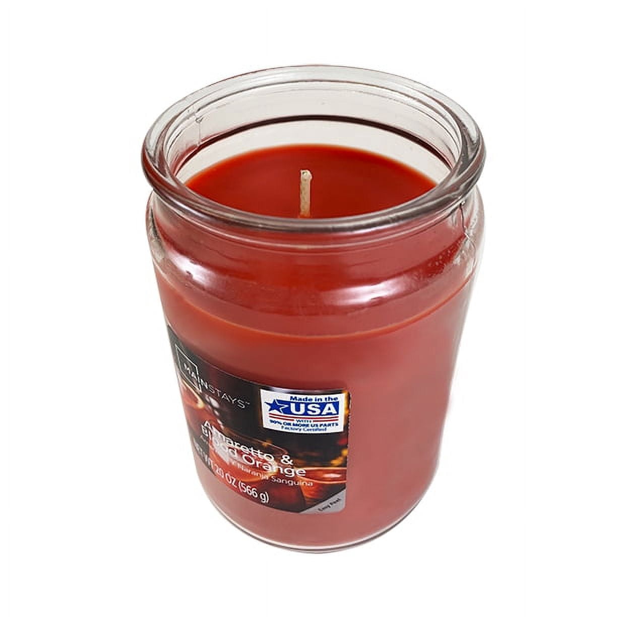 Mainstays Amaretto & Blood Orange Scented Single-Wick Large Glass Jar Candle, 20 oz.