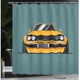 thumbnail image 3 of Ambesonne Race Car Shower Curtain, Vintage Automobile Front, 69"Wx75"L, Dark Cadet Blue and Orange, 3 of 4