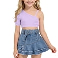 thumbnail image 3 of Auroural Kids Clothes Set Girls Sets 12 Months Children's Summer Solid Color Round Neck T-Shirt Short Skirt Two-Piece Set Kids, 3 of 9