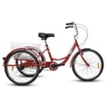 thumbnail image 3 of Kojooin 3 Wheels Bike, 24" Tricycles For Mens Womens Seniors With Rear Basket, Carbon Steel Frame, Up To 350 Lbs Supports Capacity For Recreation Exercise Shopping, 3 of 7