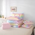 thumbnail image 5 of Homewish Initial H Letter Bedding Comforter Set 7pcs for Girls, Dreamy Galaxy Stars Rainbow Queen Bedding Sets, Cute Princess Style Reversible Queen Sheet Sets, Breathable Home Decor, 5 of 7