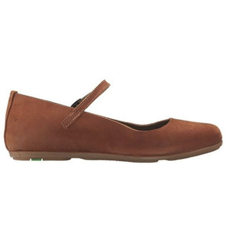 El Naturalista Women's Stella ND58 Mary Jane Flat Wood Brown Leather 36 EU 6 US