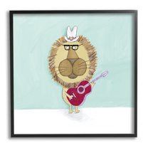 Stupell Industries Lion With Cowboy Hat Playing Red Guitar, 12 x 12, Designed by Carla Daly