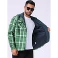 thumbnail image 7 of DARING DIVA Shirt Jacket Drawstring Hooded Plaid Shacket M Dark Green, 7 of 7