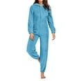 thumbnail image 3 of Coduop Women Warm Fuzzy Faux Pajamas Lounge Romper Jumpsuit Zip Up Hoodies S-5XL, 3 of 5