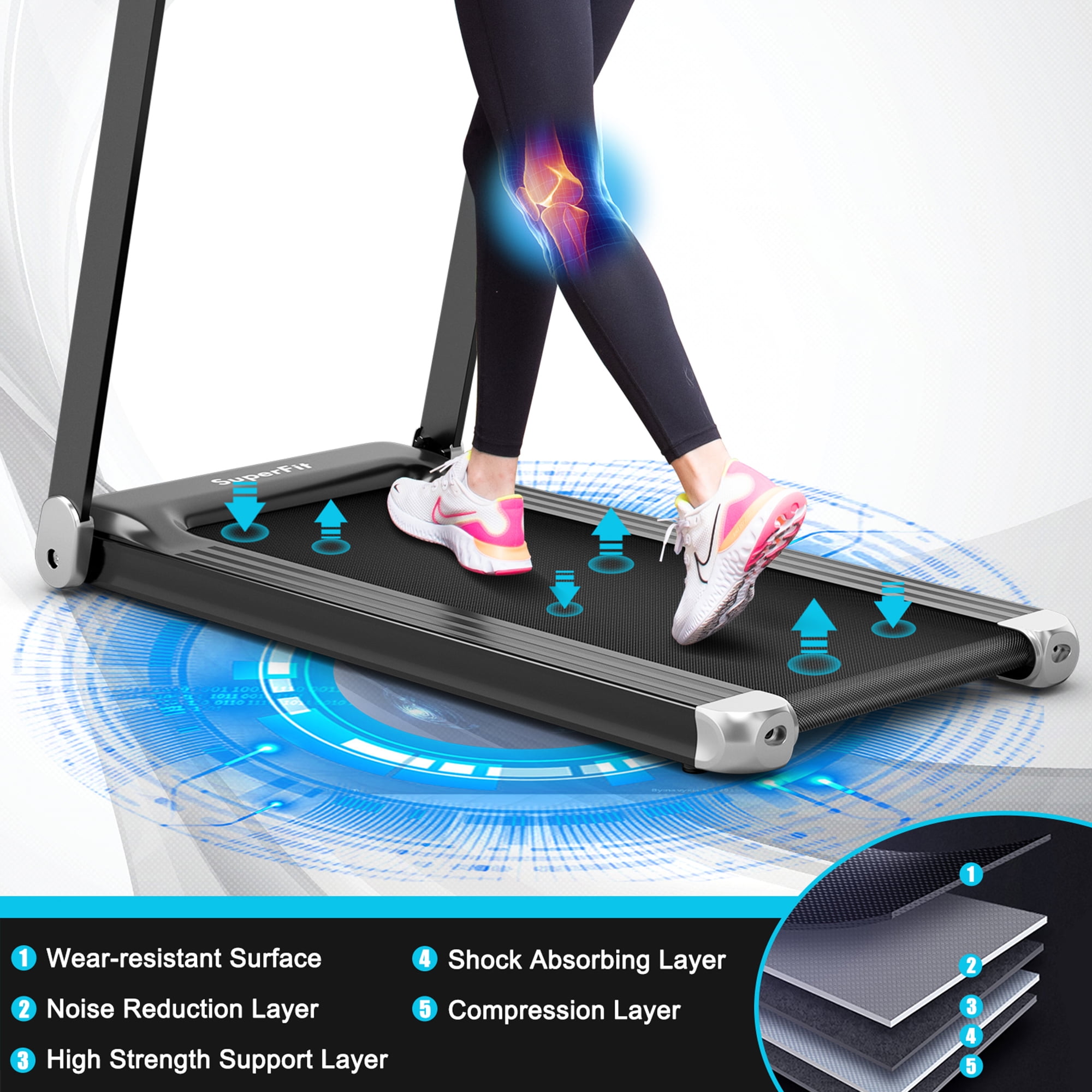 Gymax Electric Folding Treadmill Portable Cardio Running Machine w/ APP Control Silver