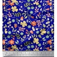 thumbnail image 1 of Soimoi Blue Cotton Cambric Fabric Leaf Floral Printed Fabric 1 Yard 42 Inch Wide, 1 of 3
