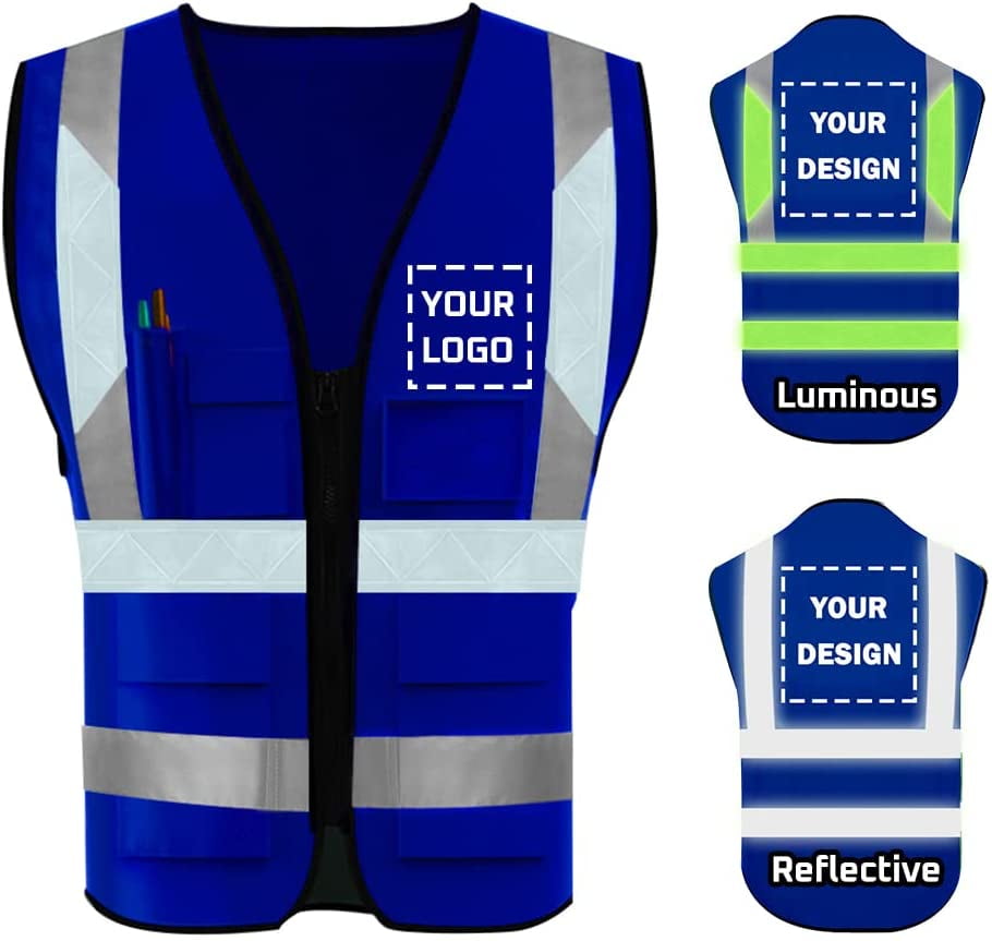 High Visibility Reflective Safety Vest Customize Logo With 5 Pockets ...