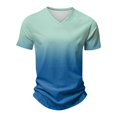 thumbnail image 6 of WTOBBY Men's Stylish V Neck Short Sleeve T-Shirt with Gradient Print Soft, Lightweight, and Breathable, Perfect for Casual Outings, Summer Wear, and Everyday Style,Turquoise 2XL, 6 of 6