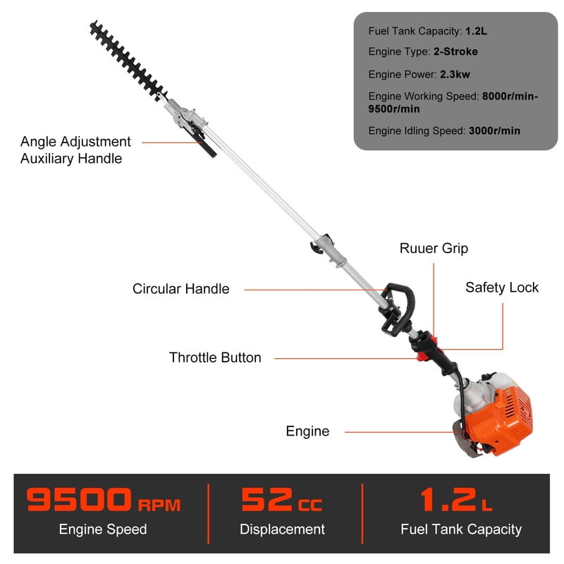 Floseru Gas Weed Wacker, 52CC 2-Stroke Weed Eater Gas Powered, 5 in 1 Multi-Functional Gas Hedge Trimmer Chainsaw String Trimmer for Gardening