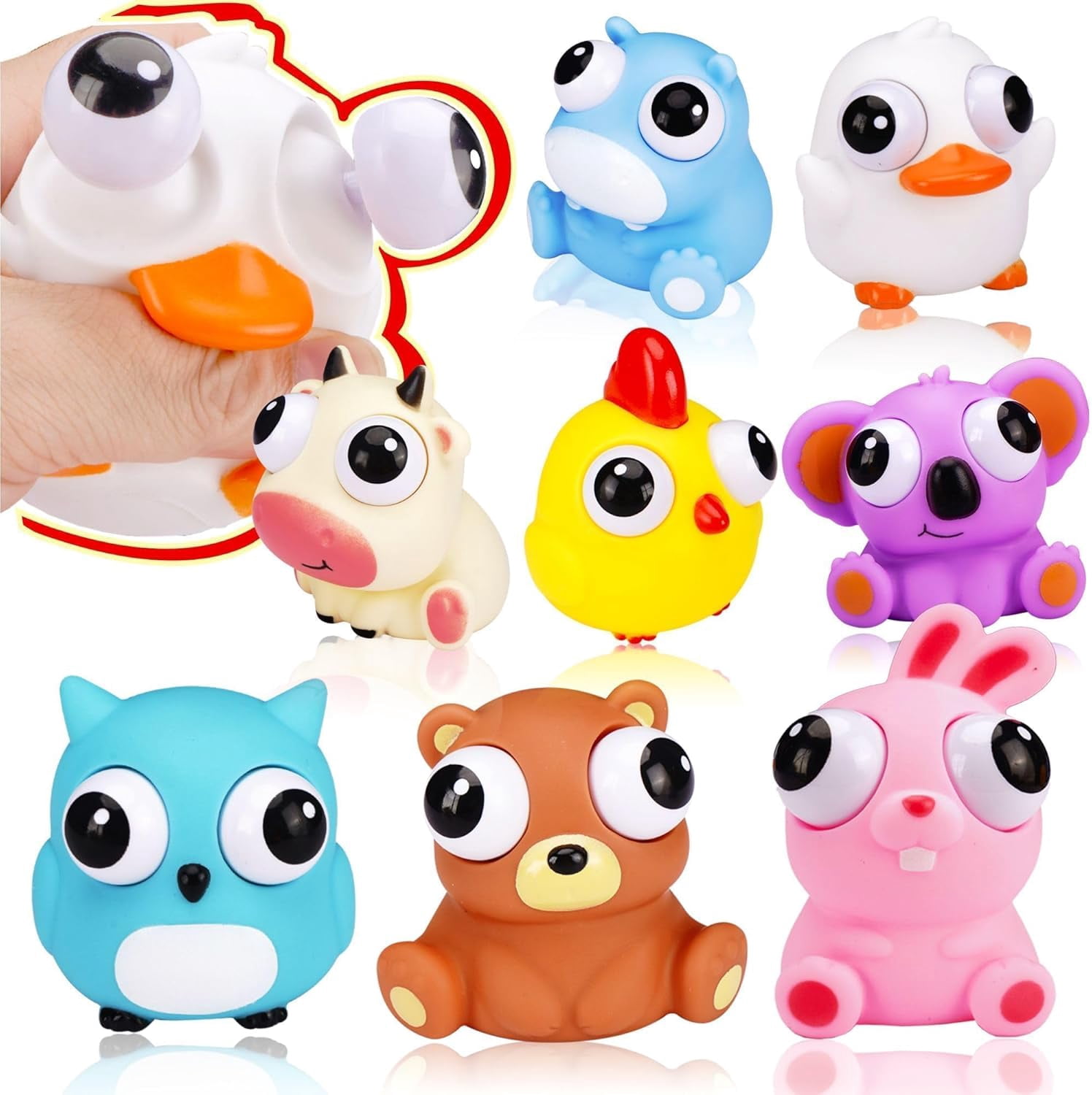 Animal Squeeze Toys with Pop Out Eyes Stress Relief Balls Fidget Gadgets