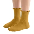 thumbnail image 2 of ZACPNCV Girl Ankle Ruffle Socks Casual Cotton Blend Frilly Breathable Cute Knit Lettuce Trim No Show Socks A-Yellow, 2 of 5