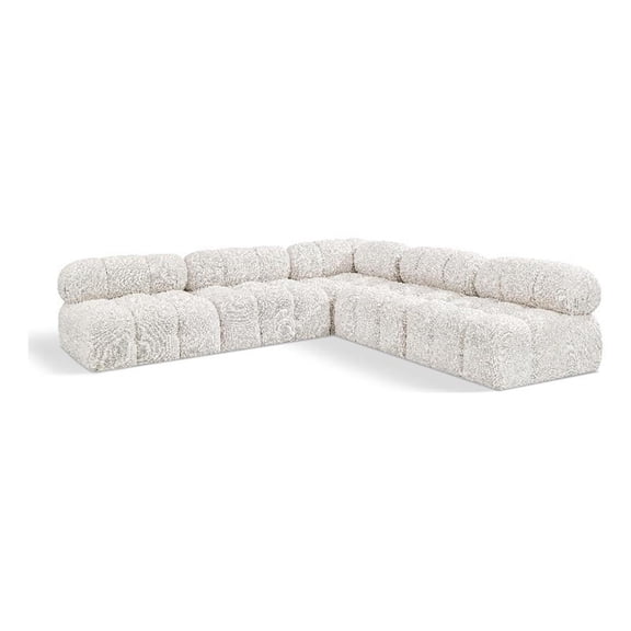 Meridian Furniture Ames Cream Boucle Fabric Modular Sectional