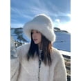 thumbnail image 5 of High-grade faux fur mink fur fluffy fisherman hat lady style big head circumference plush hat winter warm pullover hat-white-Fisherman hat, 5 of 6