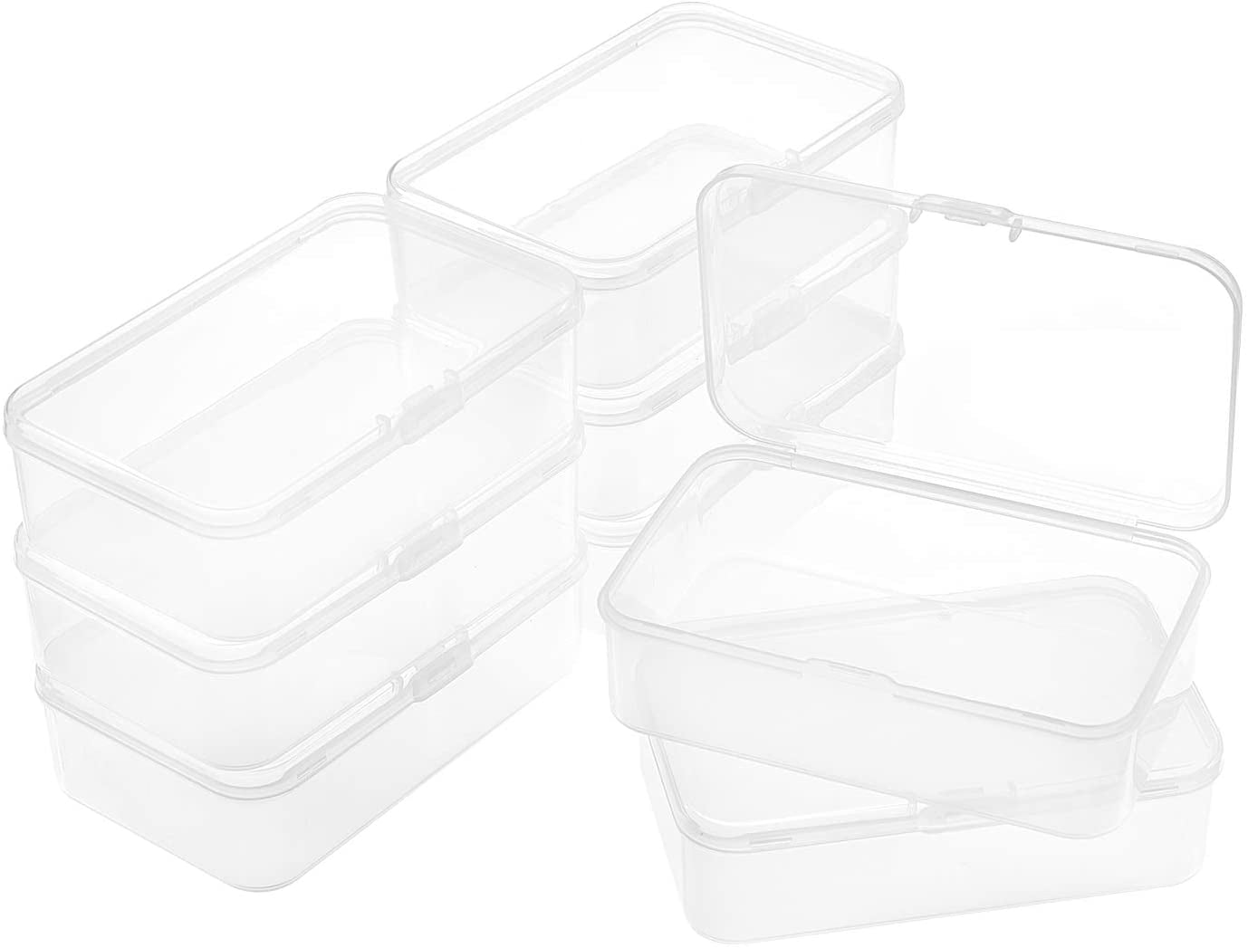 8 Pack Rectangle Clear Plastic Bead Storage Containers Box Case with