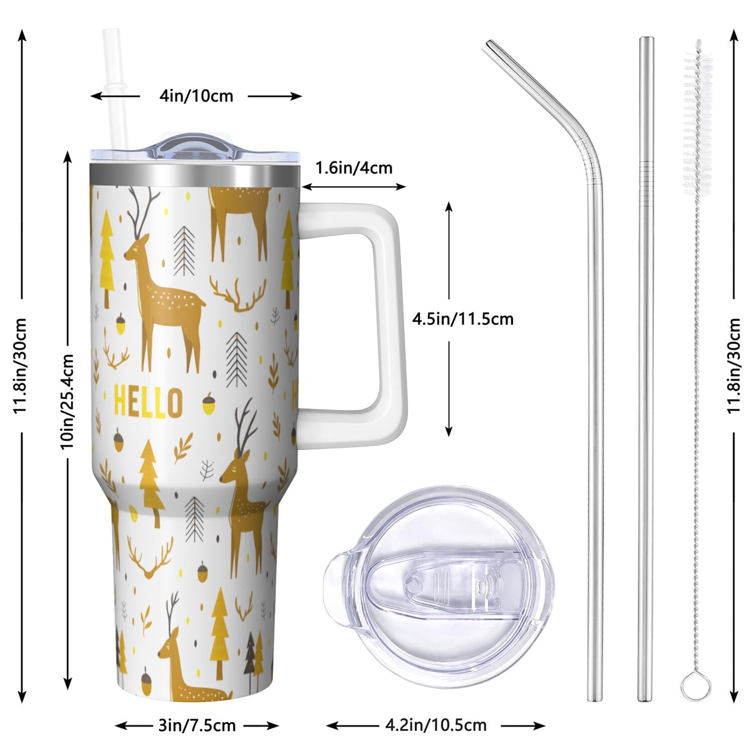 1pc 40 oz Christmas Tumbler with Lid and Straw Stainless steel Insulated tumblers Cute water bottle Travel/Gym coffee tumbler Gifts for Women/men