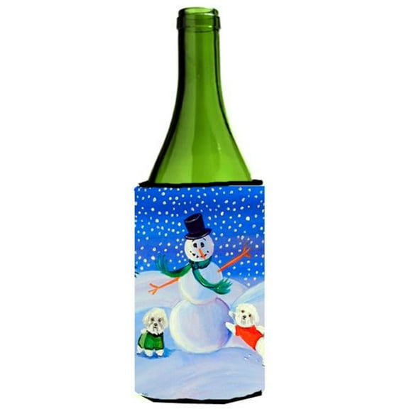 Snowman Bichon Frise Wine bottle sleeve Hugger - 24 oz.