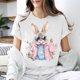 thumbnail image 5 of Camiseta de Cuello Redondo de Manga Corta de la Mujer, Top de Moda para Invierno Y Primavera Impresa de Navidad Casual 3/4, 5 of 7