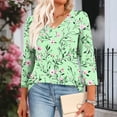 thumbnail image 4 of 3/4 Length Sleeve Shirts for Womens Pleated Summer Tops 2025 Fasion Trendy Spring Blouses Green L, 4 of 7