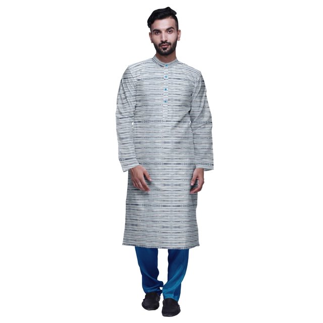 Atasi Kurta Décontractée à Col Chinois Imprimé avec Churidar pour Hommes