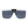 thumbnail image 2 of Flat Top Half Rim Euro Style Mafia Shield Plastic Oversize Sunglasses White - Black, 2 of 4