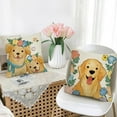 thumbnail image 7 of Golden Retriever Decorative Throw Pillow Covers 18 x 18 Set of 4, This is My Spot Paw Prints Porch Outdoor Home Decor, Green Stripes Flower Spring Summer Couch Cushion Case, 7 of 7