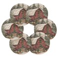 thumbnail image 2 of 6 Pcs Drink Coasters with Holder 3.94in Woven Coasters for Drinks Old Red Barn Coaster Set for Protection Table, 2 of 7