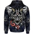thumbnail image 2 of Sudadera con capucha con estampado 3D de cuervo, esqueleto, ballena y gato para hombre, patrón de demonio, manga larga, informal, cómoda, holgada, 2 of 5
