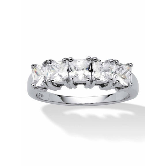 PalmBeach Jewelry 1.85 TCW Princess-Cut Cubic Zirconia Platinum-plated Sterling Silver Wedding Band Ring
