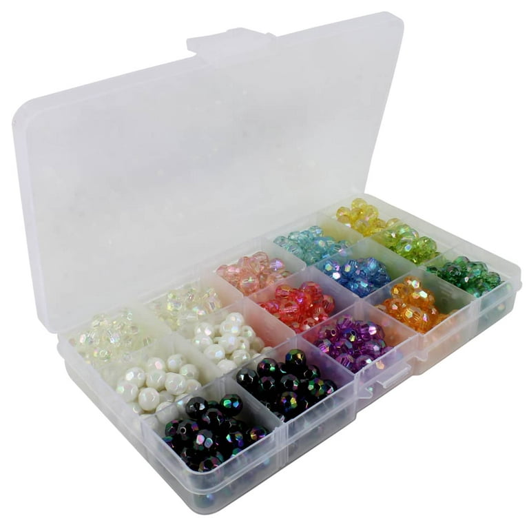 6 Pack: Clear Aurora Borealis Faceted Acrylic Round Craft Beads by