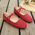 thumbnail image 4 of Xfvqtps Buckle Flats Womens Vintage Shoes Mary Jane Style Flat Shoes Square Toe Casual Comfortable Slip on Shoes for Women Red, 4 of 9